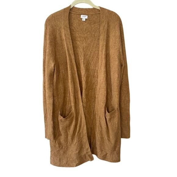 J.Crew Women's Tan Open Front Wool Blend Cardigan w/ Pockets Size Medium - Picture 3 of 6